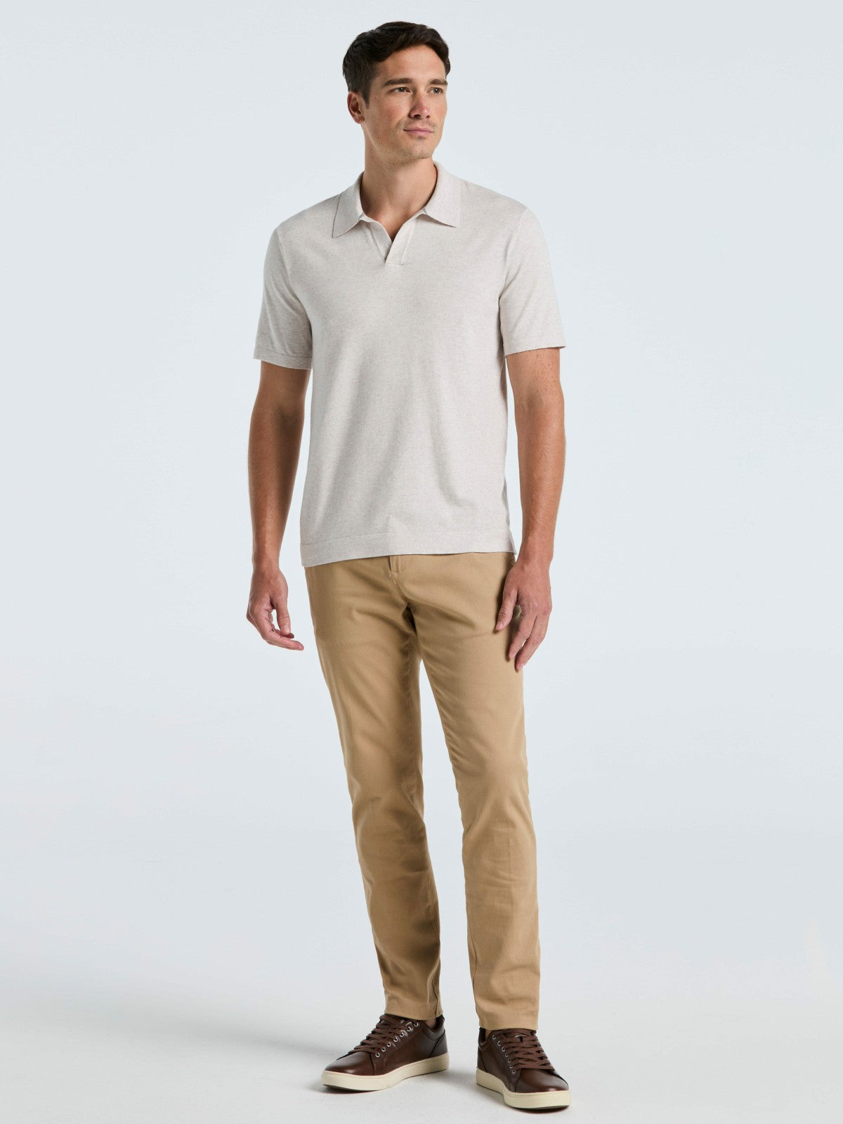 Tech Knit Open Collar Sweater Polo -  Perry Ellis sale