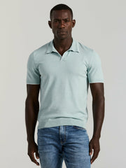 Tech Knit Open Collar Tipped Sweater Polo -  Perry Ellis for sale