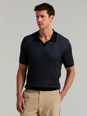 Cotton Modal Bi-Color Open Polo Sweater -  Perry Ellis on sale
