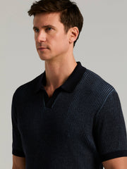 Cotton Modal Bi-Color Open Polo Sweater -  Perry Ellis on sale