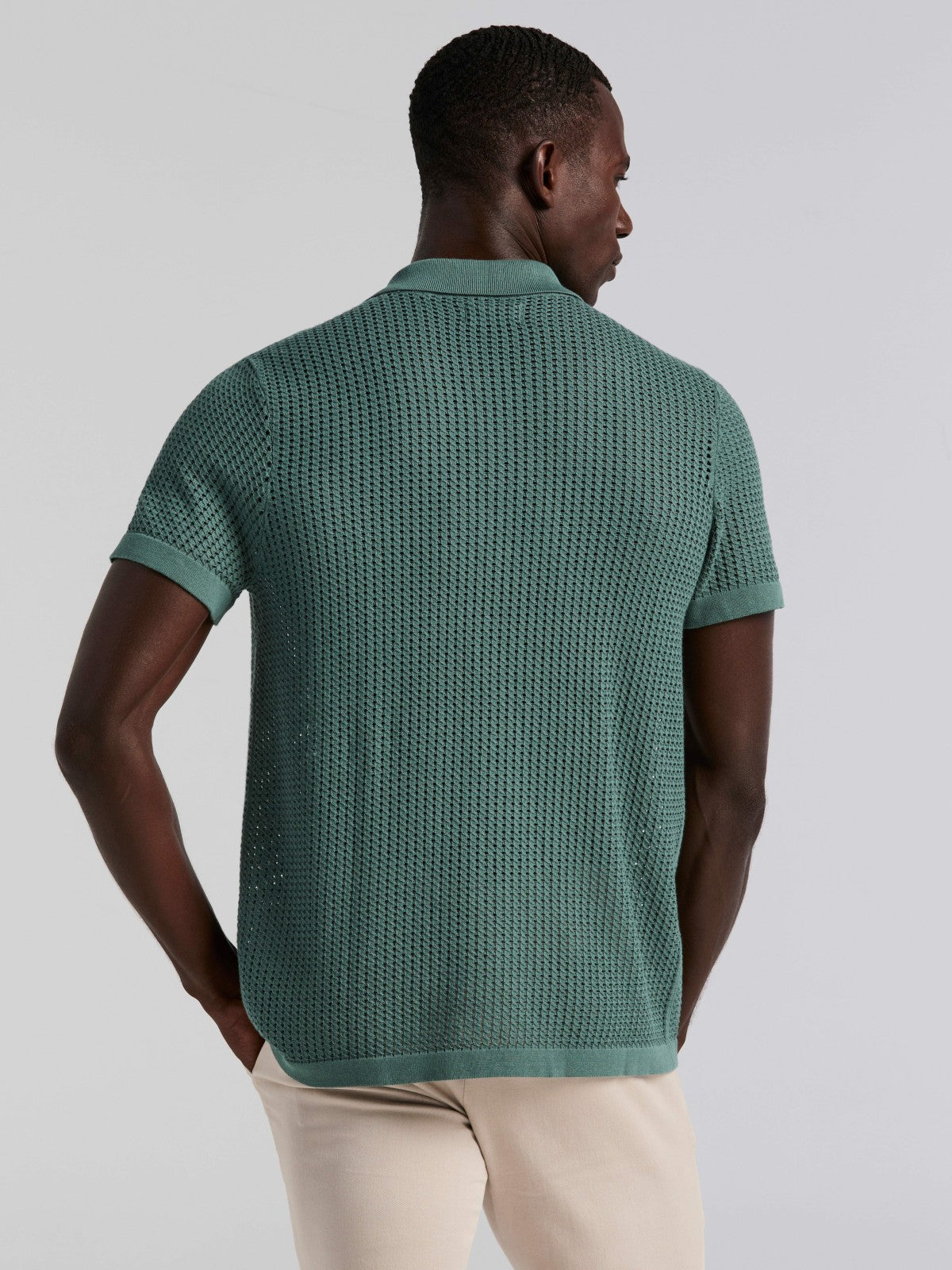 Cotton Jacquard Open Stitch Button Front Sweater -  Perry Ellis discount
