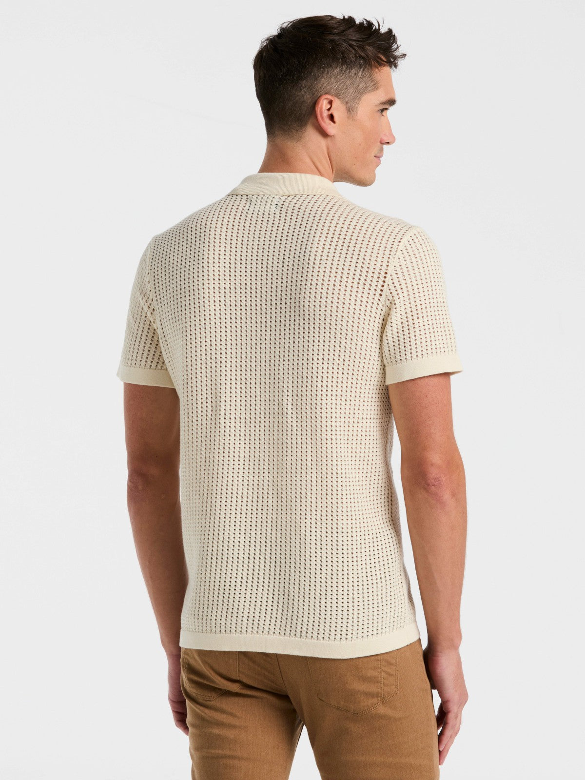 Cotton Jacquard Open Stitch Button Front Sweater -  Perry Ellis discount