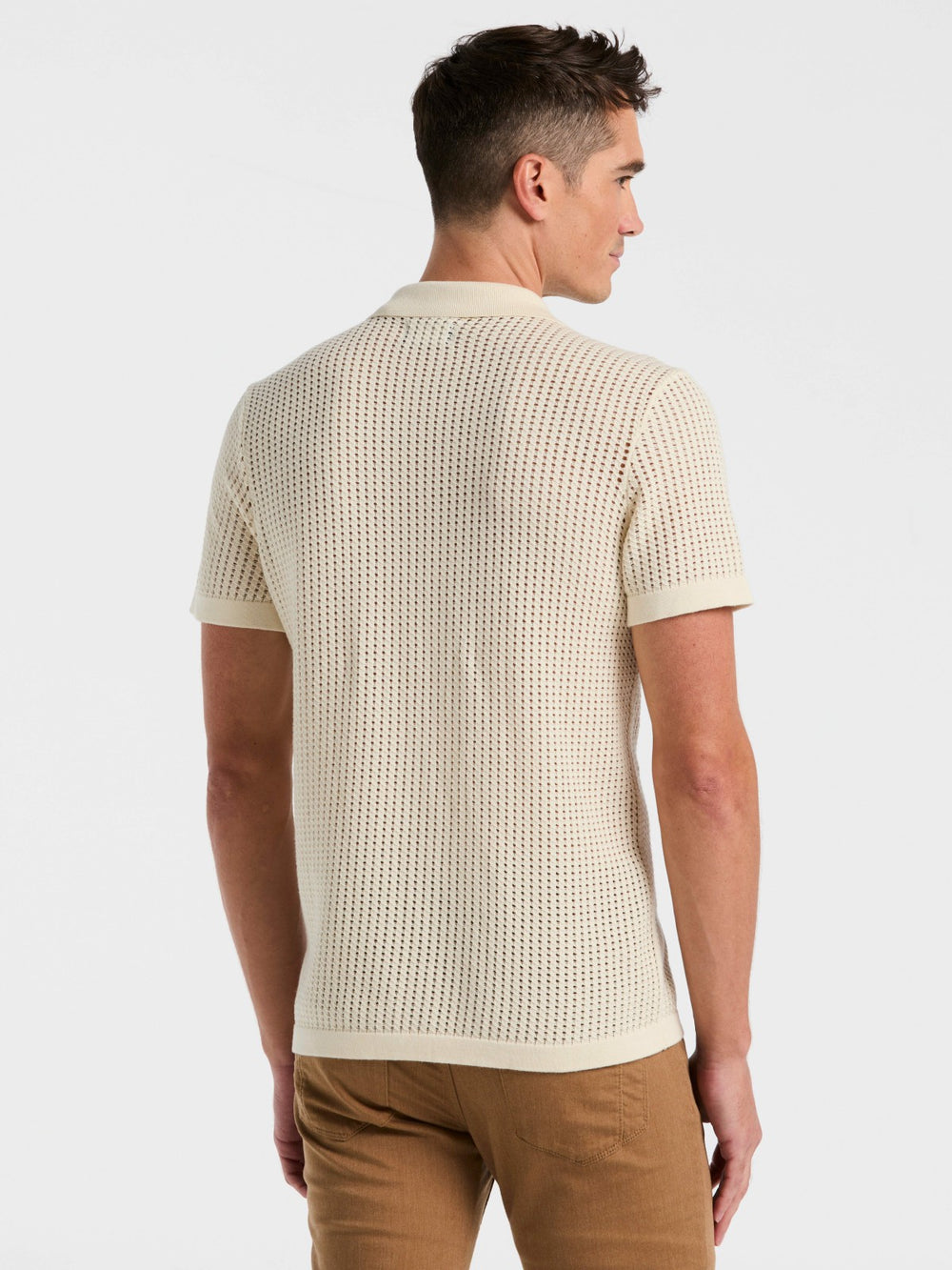 Cotton Jacquard Open Stitch Button Front Sweater -  Perry Ellis discount