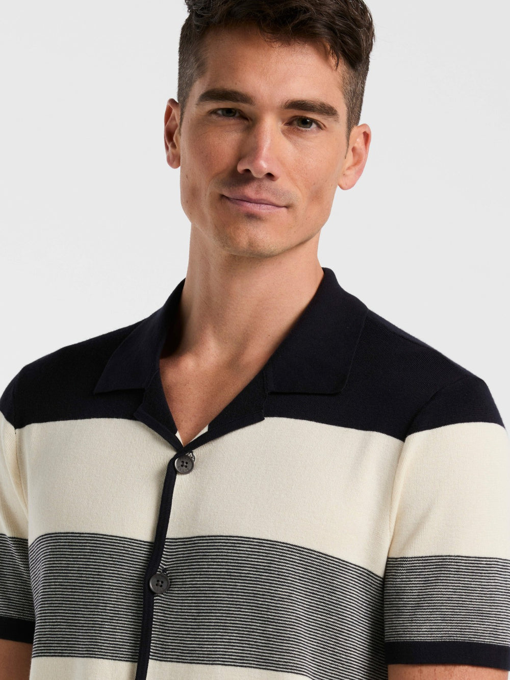 Color Block Button Front Sweater -  Perry Ellis US