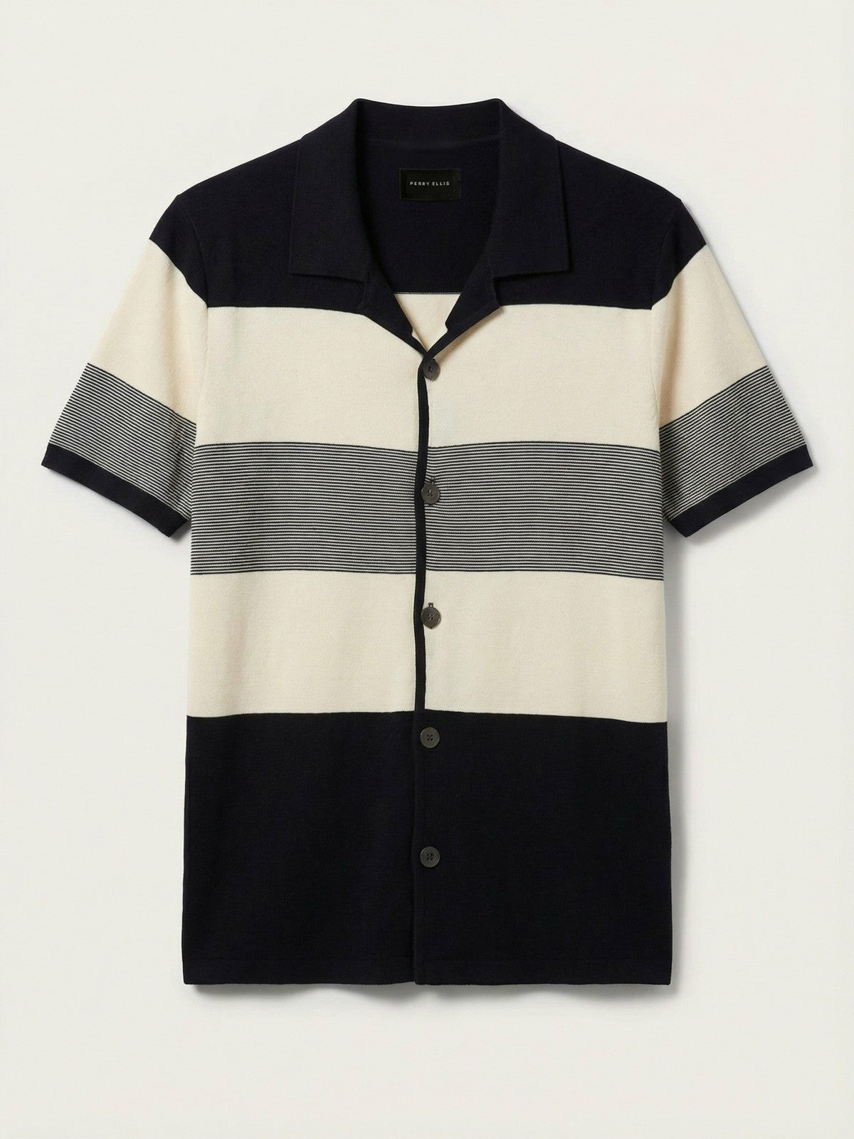 Color Block Button Front Sweater -  Perry Ellis US