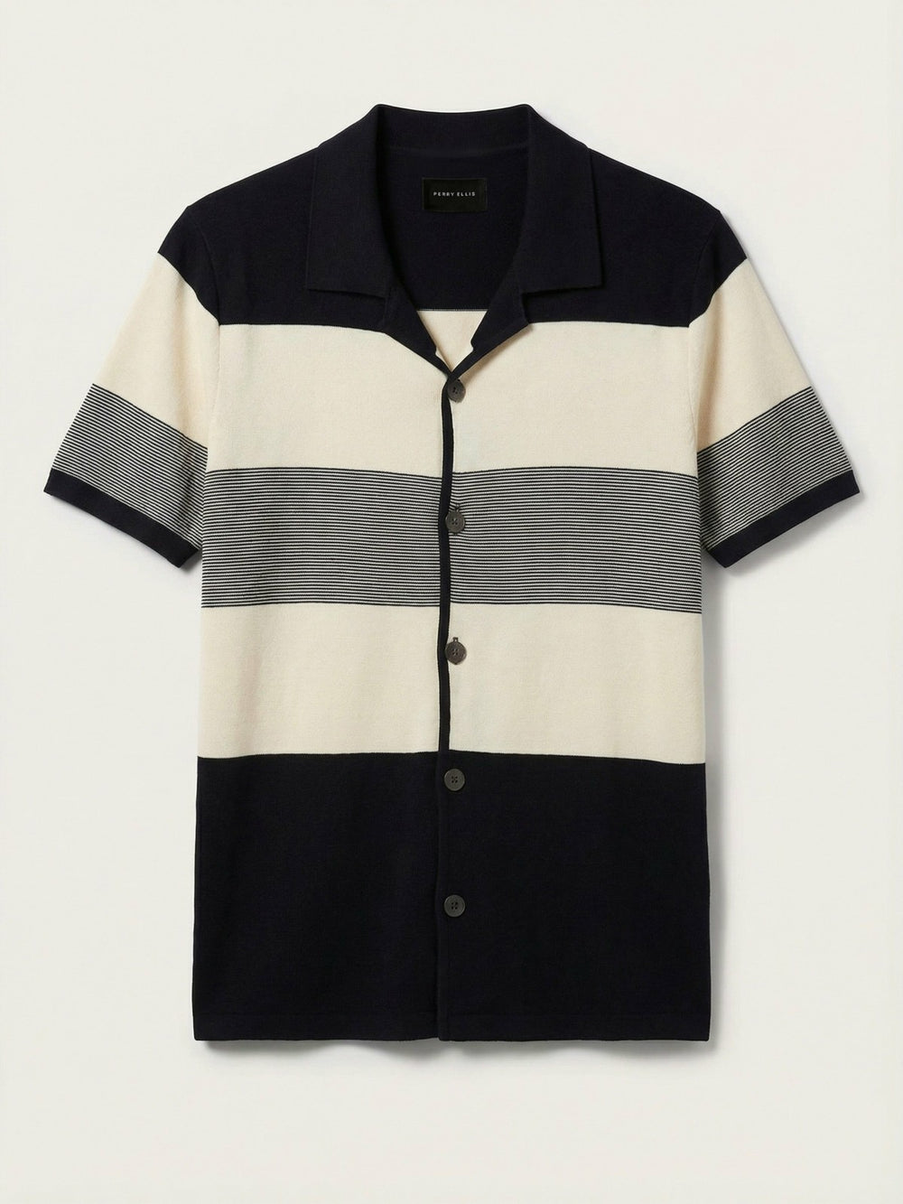 Color Block Button Front Sweater -  Perry Ellis US