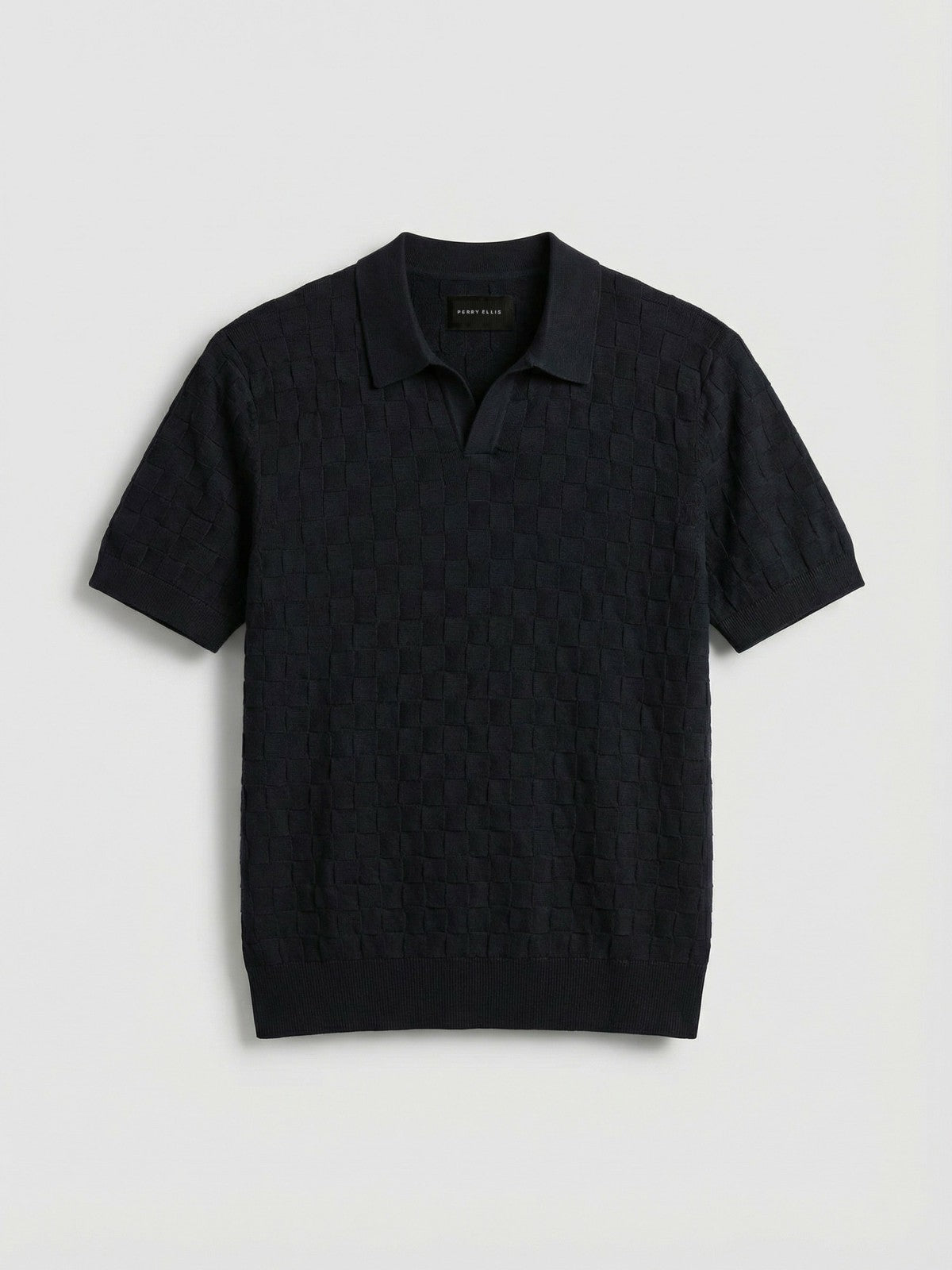 Square Pattern Open Collar Polo -  Perry Ellis for sale