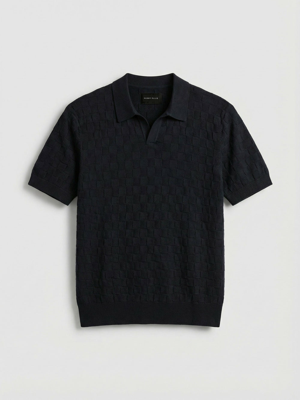 Square Pattern Open Collar Polo -  Perry Ellis for sale
