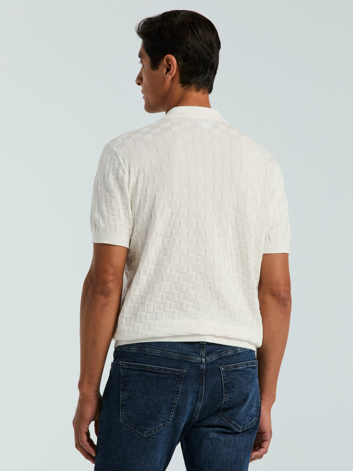 Square Pattern Open Collar Polo -  Perry Ellis for sale