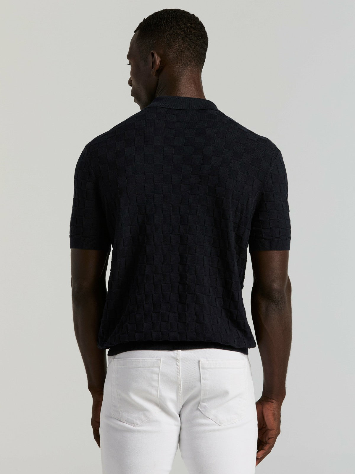 Square Pattern Open Collar Polo -  Perry Ellis for sale