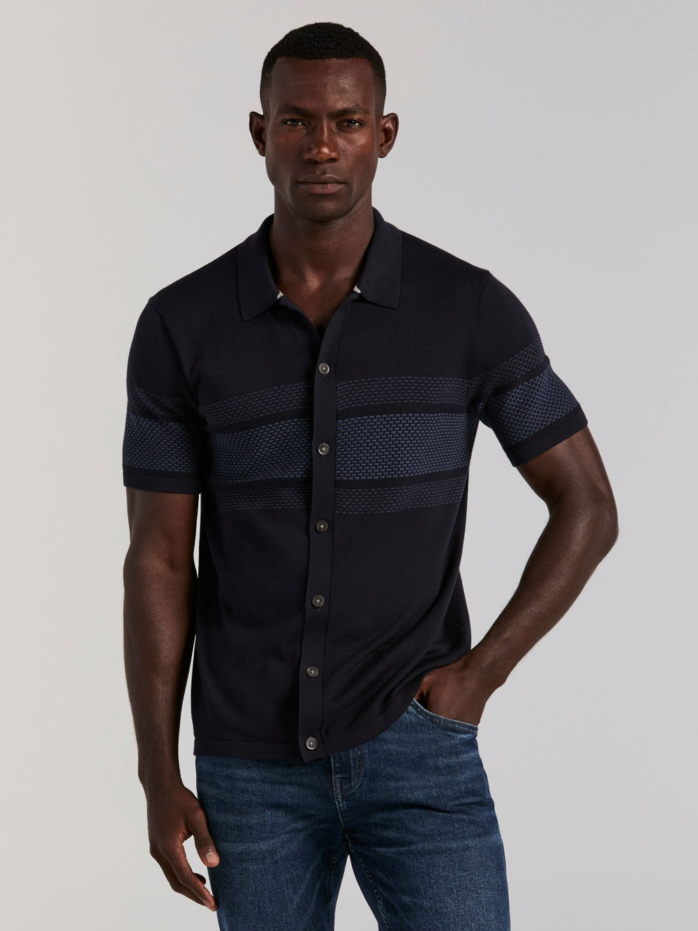 Cotton Modal Textured Button Front Sweater -  Perry Ellis on sale