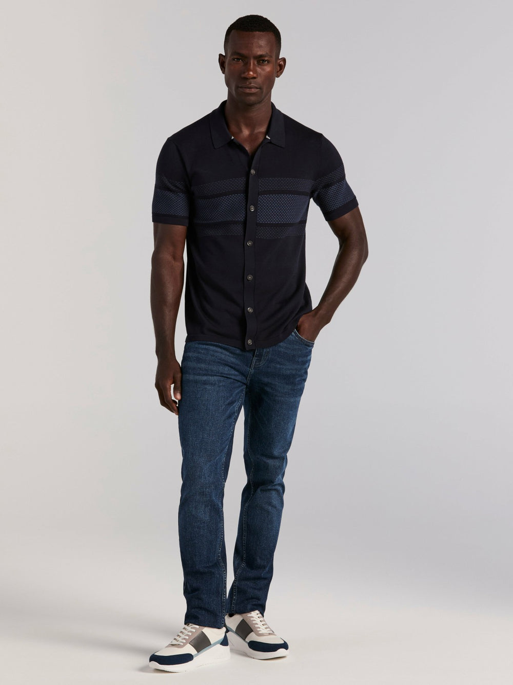 Cotton Modal Textured Button Front Sweater -  Perry Ellis on sale
