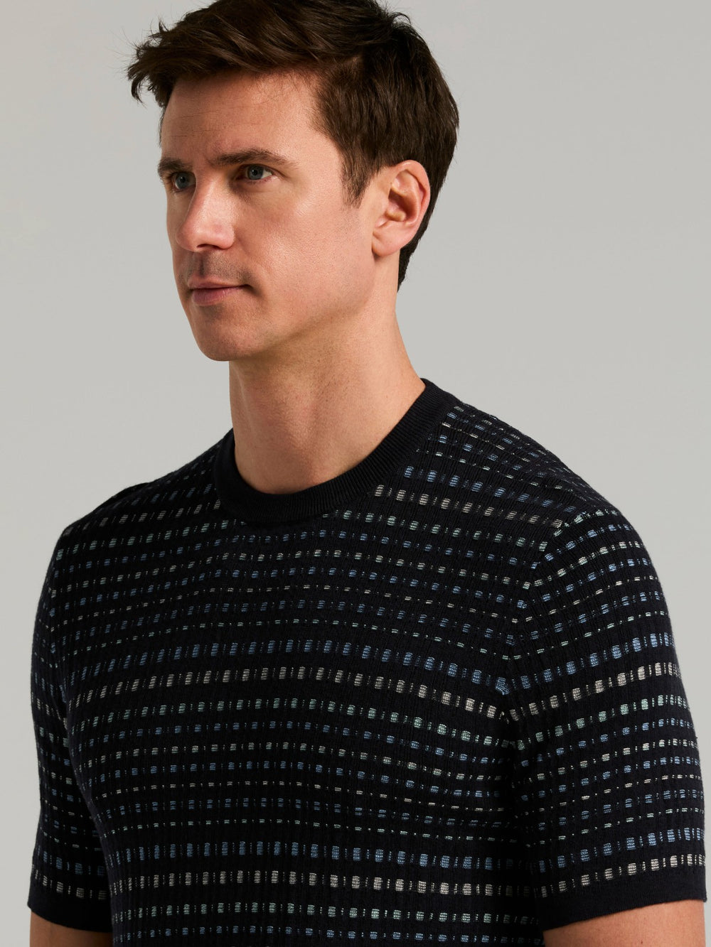 Multi Color Geometric Print Crew Sweater -  Perry Ellis online