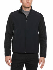 Solid Stretch Full-Zip Fleece Jacket -  Perry Ellis for sale