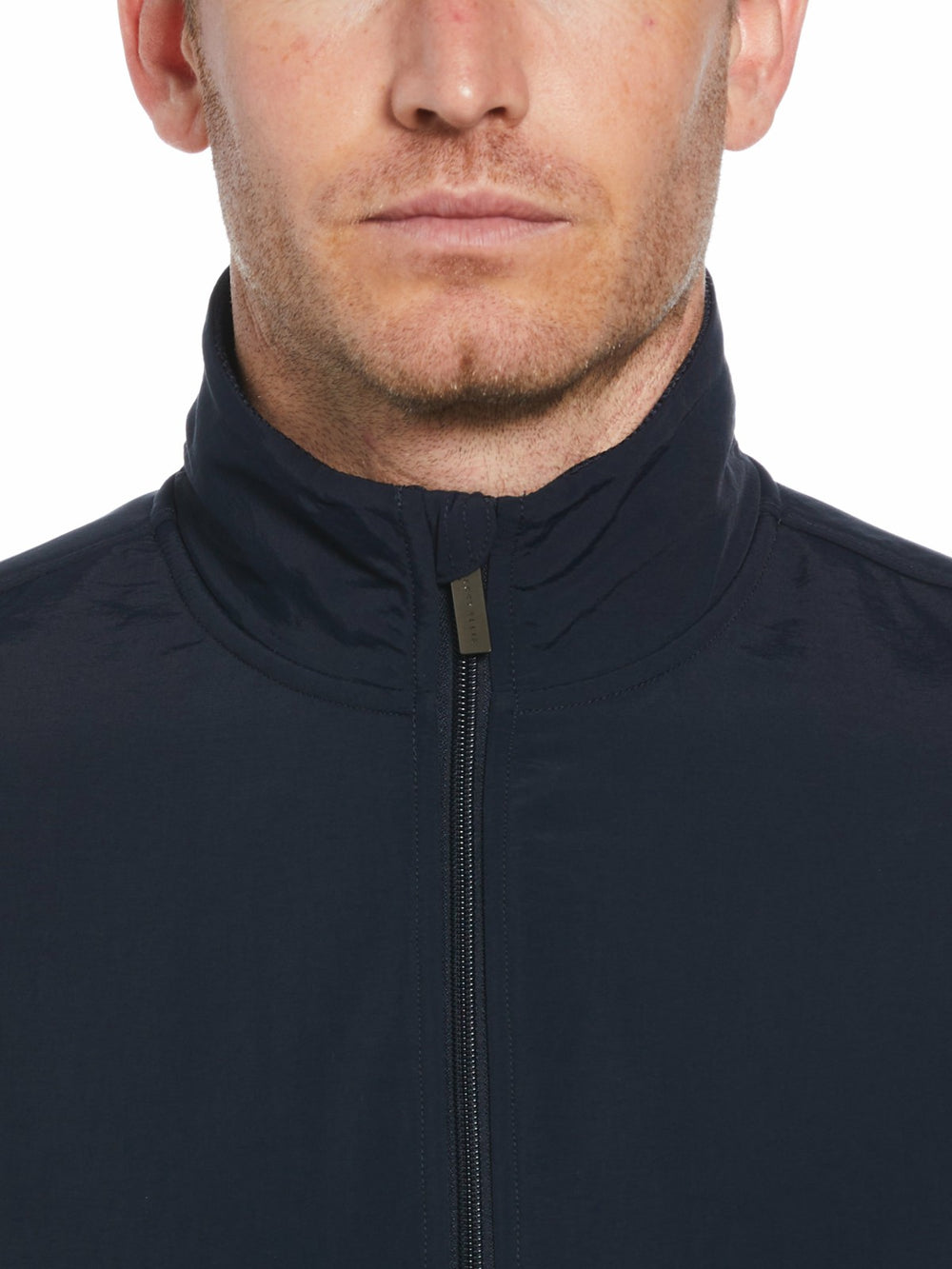 Heathered Full Zip Mock Neck Fleece Jacket -  Perry Ellis on sale