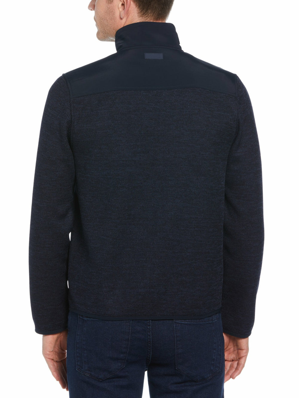 Heathered Full Zip Mock Neck Fleece Jacket -  Perry Ellis on sale