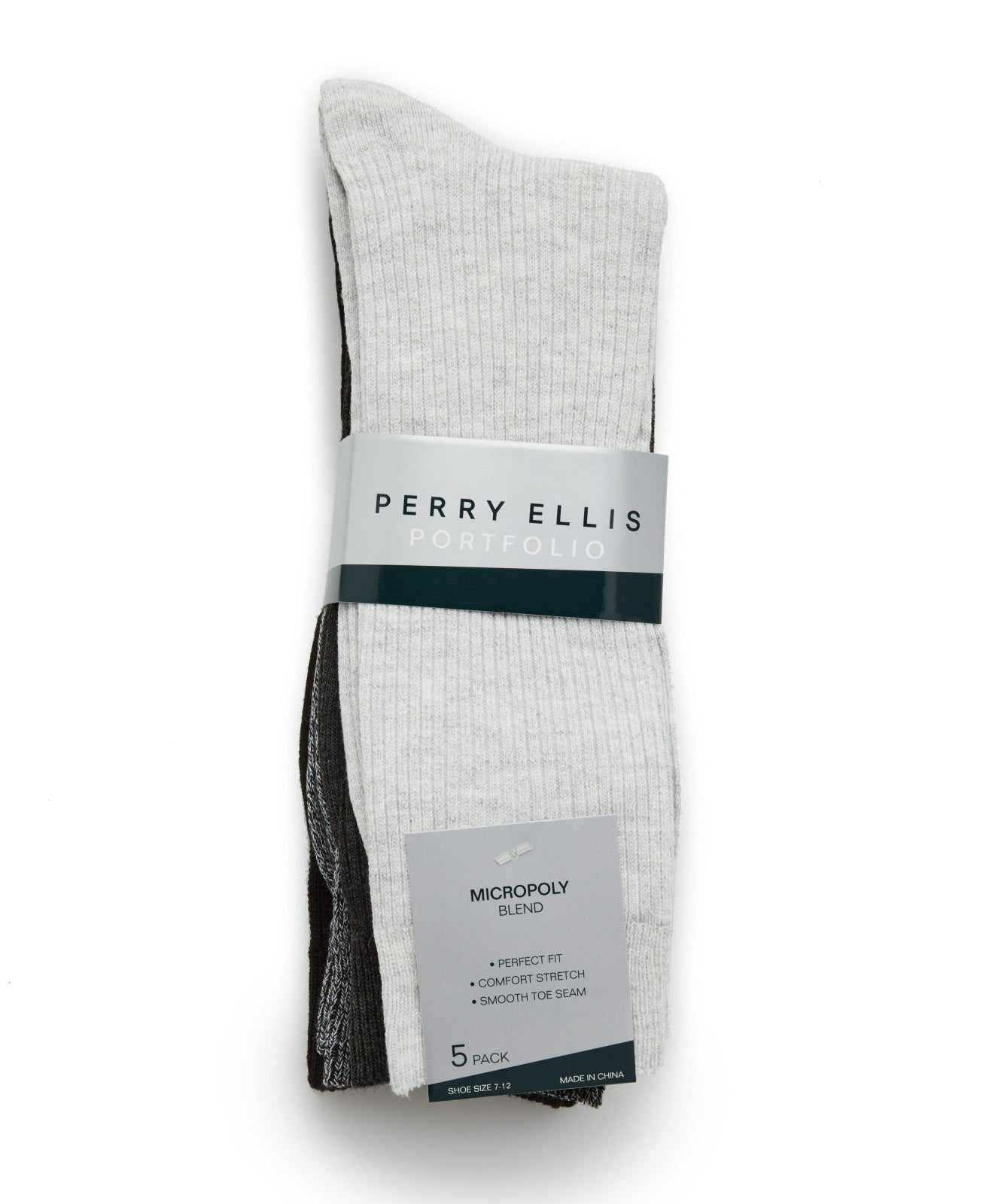 Men's 5 Pack Ribbed Crew Socks -  Perry Ellis on sale
