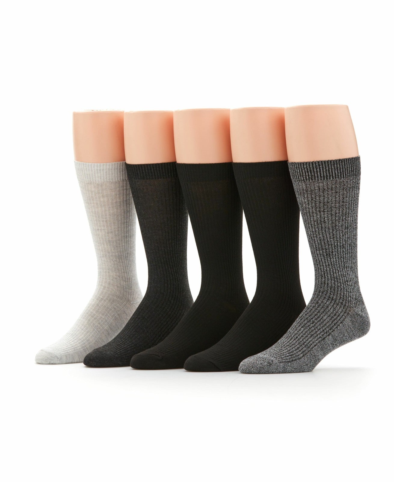 Men's 5 Pack Ribbed Crew Socks -  Perry Ellis on sale