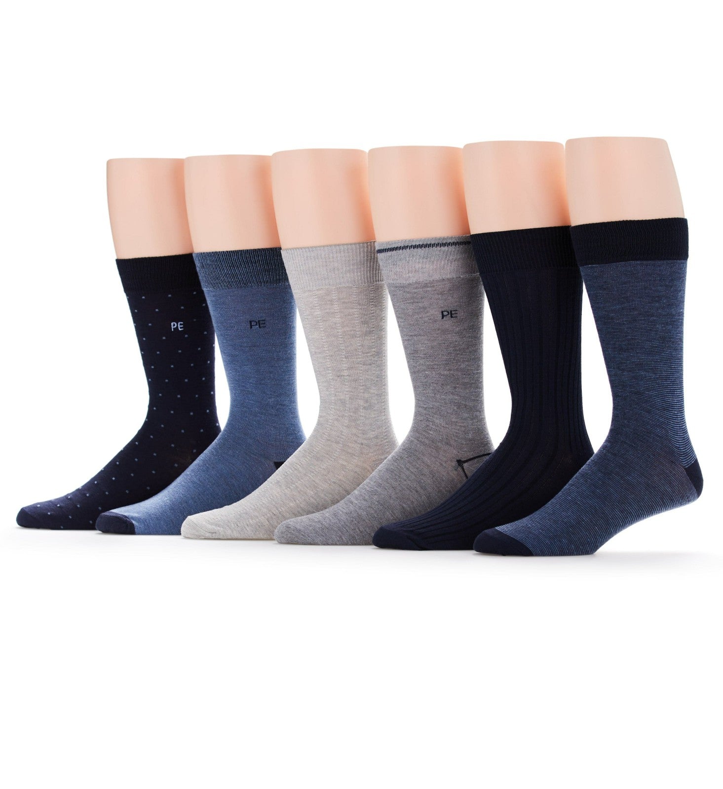 Men's 6 Pack Pindot Casual Dress Socks -  Perry Ellis US