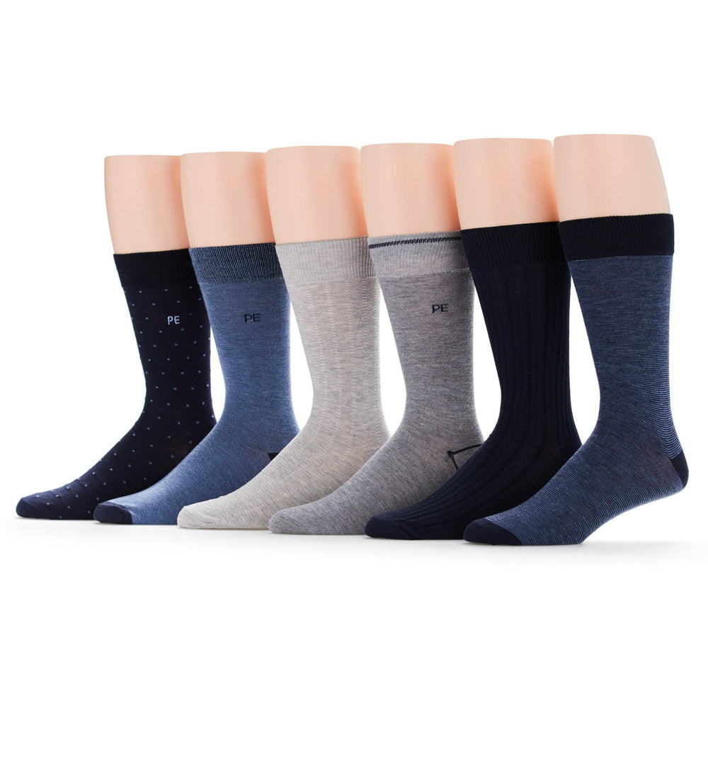 Men's 6 Pack Pindot Casual Dress Socks -  Perry Ellis US