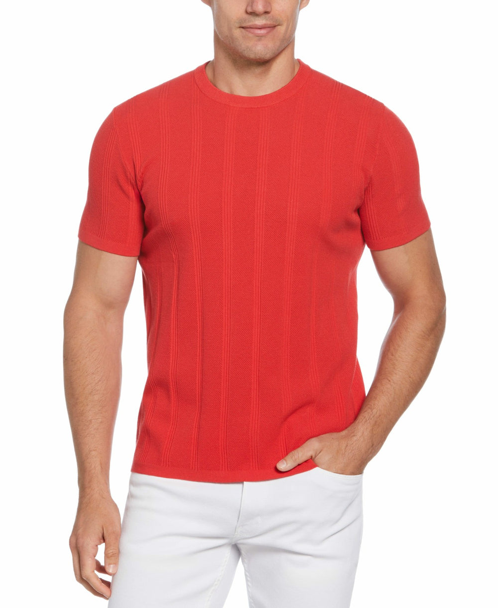 Tech Knit Striped Crew Neck Shirt -  Perry Ellis on sale