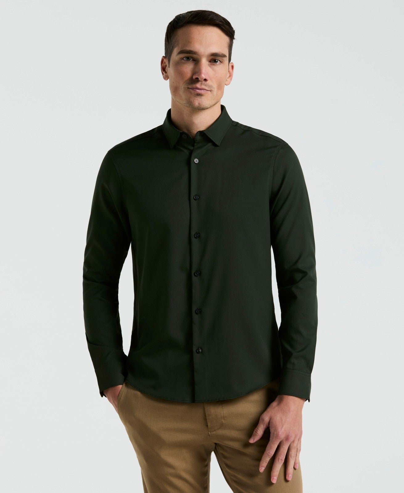 Men's Untucked Slim Fit Stretch Shirt -  Perry Ellis online