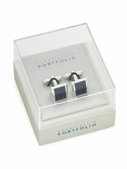 Black Square Silver Cufflinks -  Perry Ellis discount