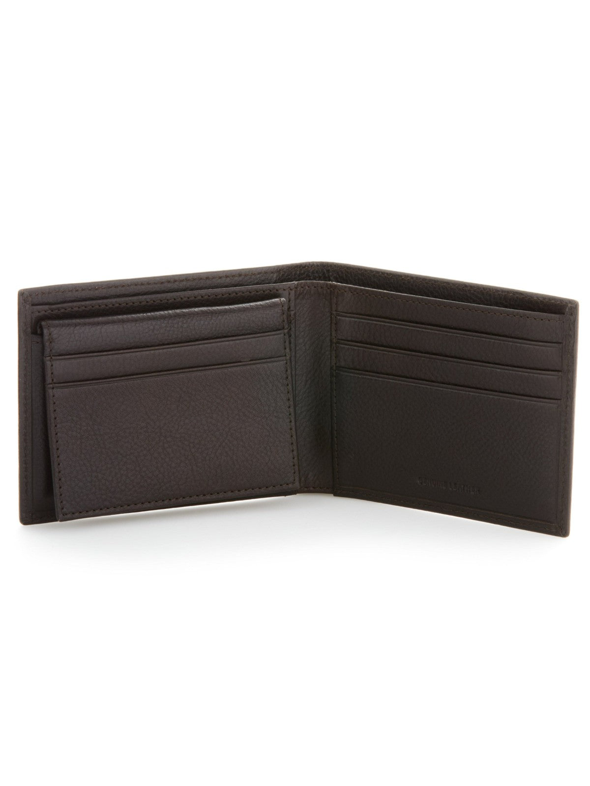 Brown Genuine Leather Glazed Wallet -  Perry Ellis sale