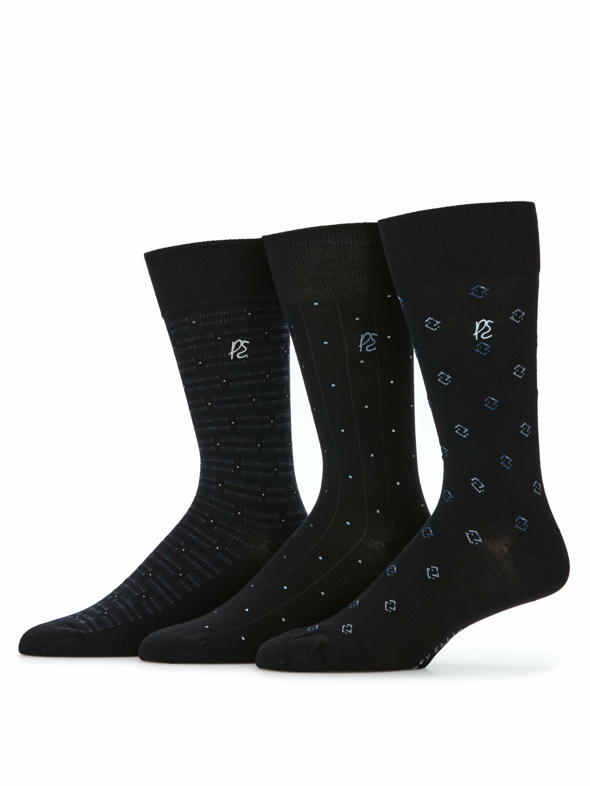 3-Pack Neats Patterned Dress Socks -  Perry Ellis US