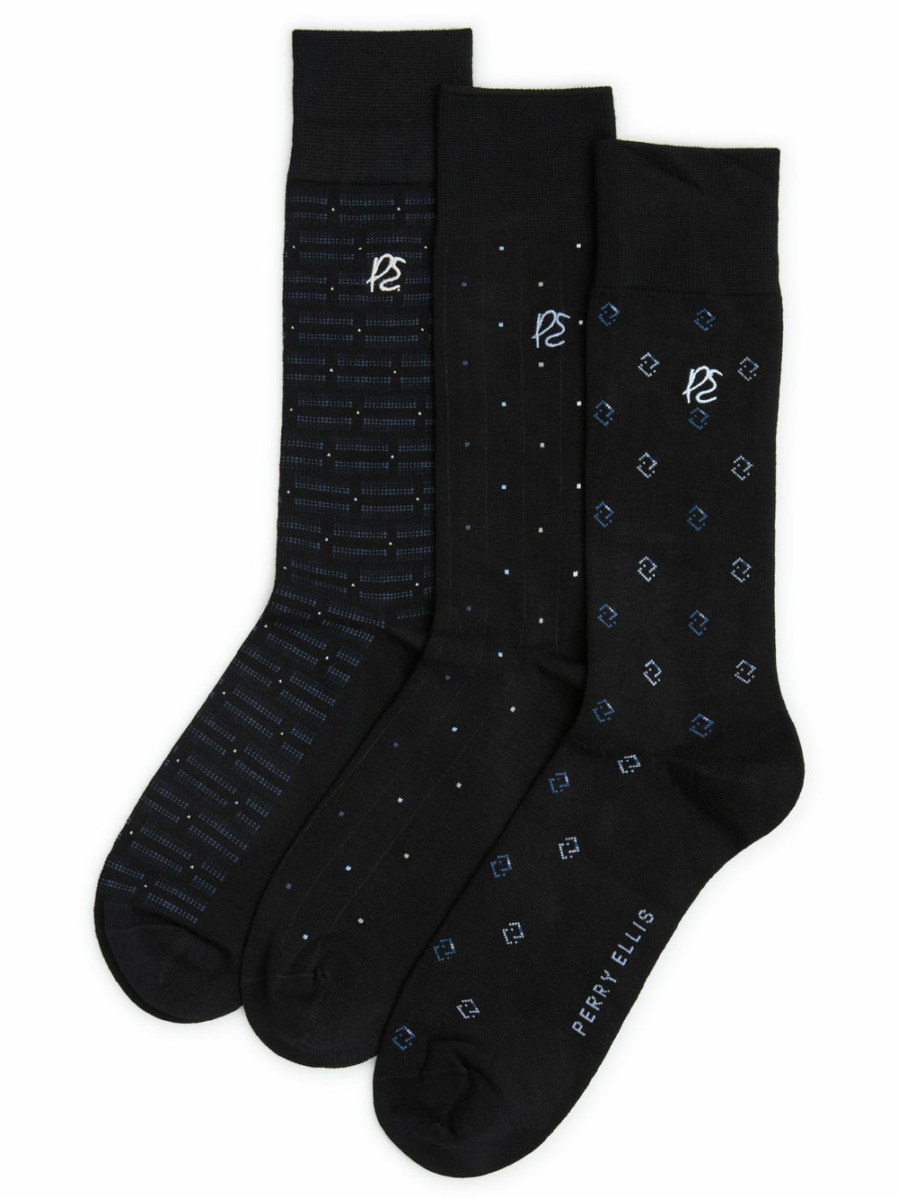 3-Pack Neats Patterned Dress Socks -  Perry Ellis US